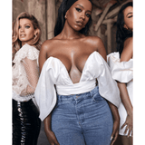 Elisetta Ivory Satin Plunge Off Shoulder Bustier - Endless - UAE Rental and Resale for Women's Fashion