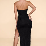 Embellished high neck split maxi dress - Endless - UAE Rental and Resale for Women's Fashion
