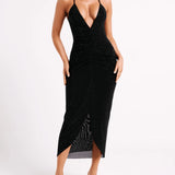 Emeraude Diamonte Ruched Midi Dress - Endless - UAE Rental and Resale for Women's Fashion