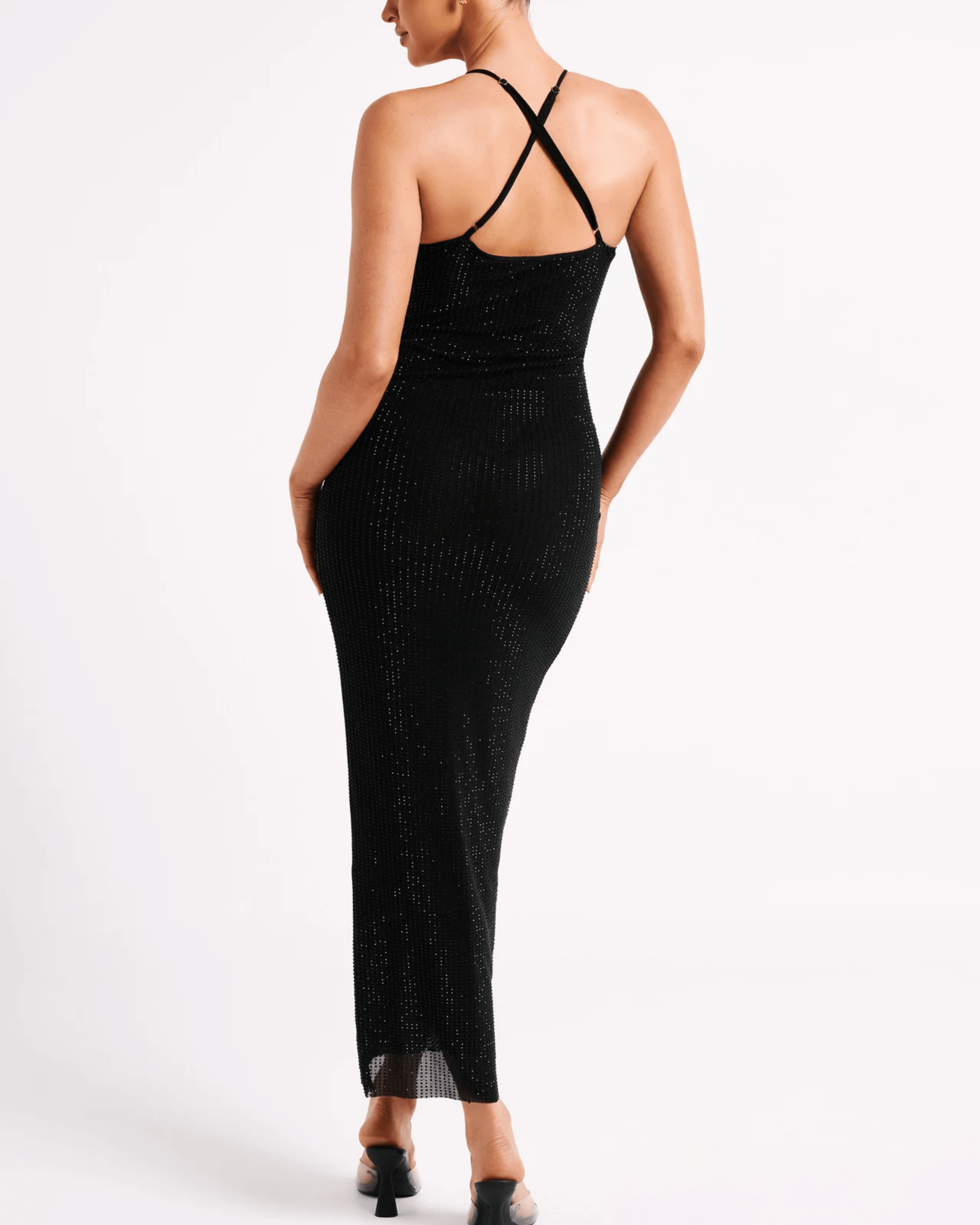 Emeraude Diamonte Ruched Midi Dress - Endless - UAE Rental and Resale for Women's Fashion