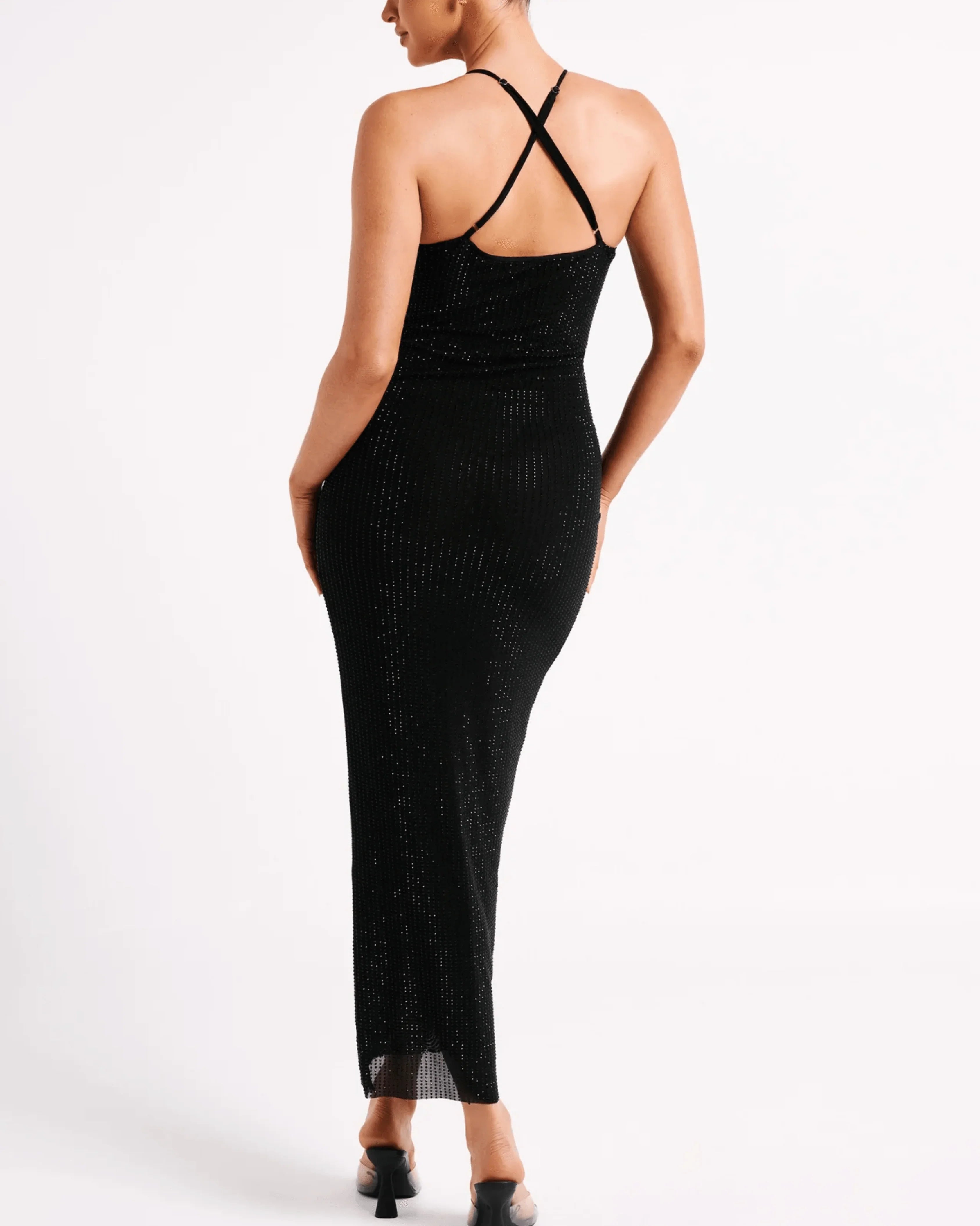 Emeraude Diamonte Ruched Midi Dress - Endless - UAE Rental and Resale for Women's Fashion