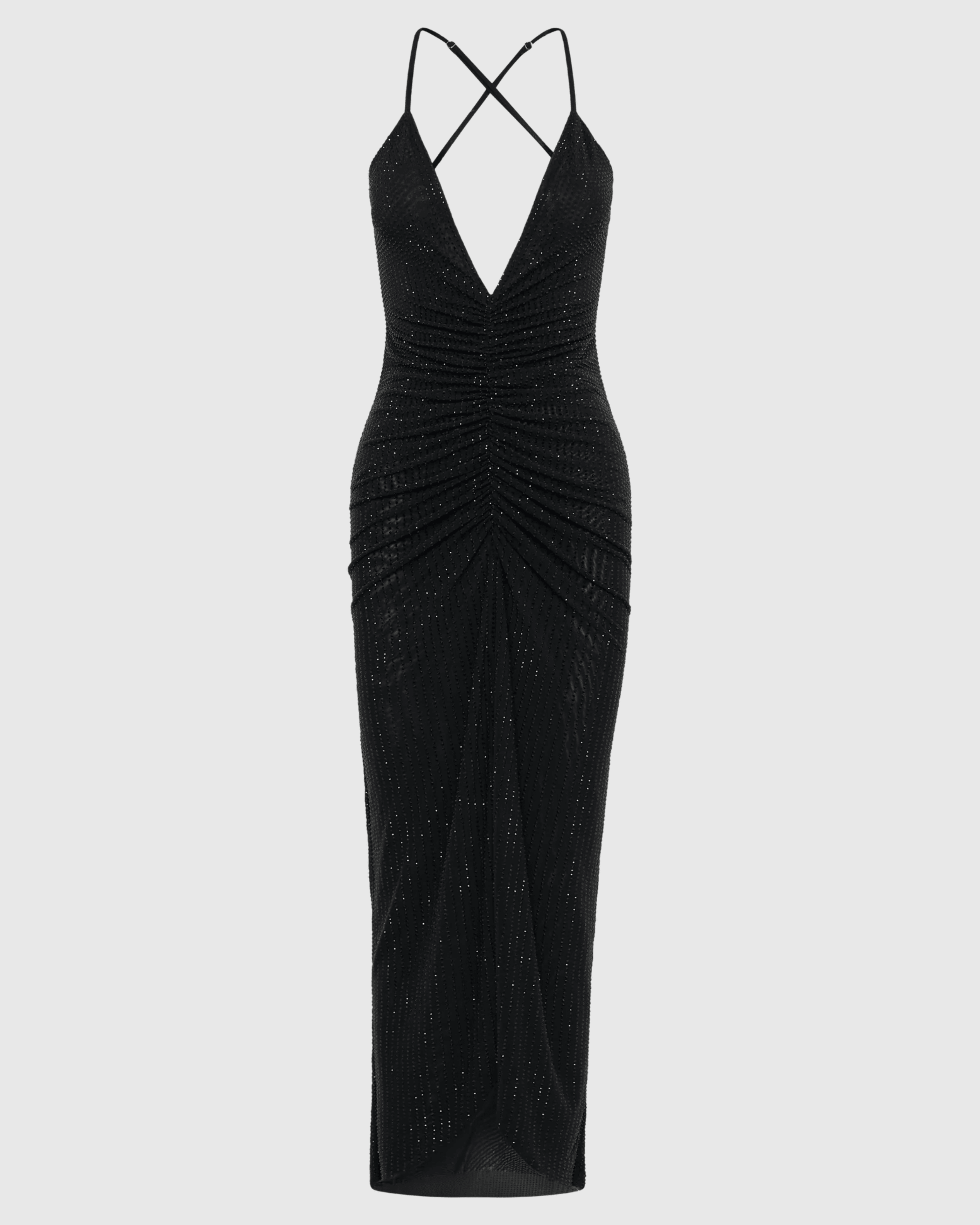 Emeraude Diamonte Ruched Midi Dress - Endless - UAE Rental and Resale for Women's Fashion