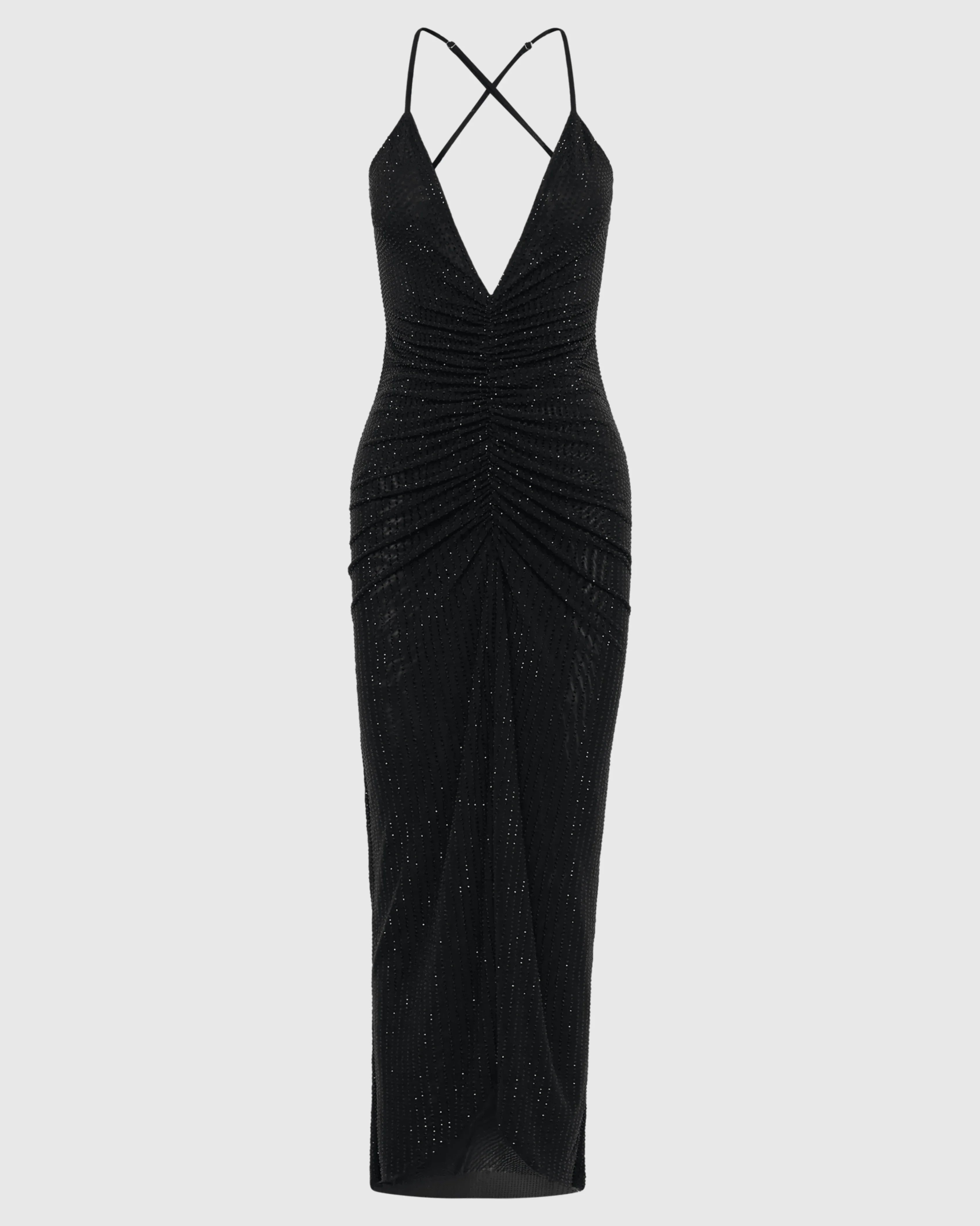 Emeraude Diamonte Ruched Midi Dress - Endless - UAE Rental and Resale for Women's Fashion
