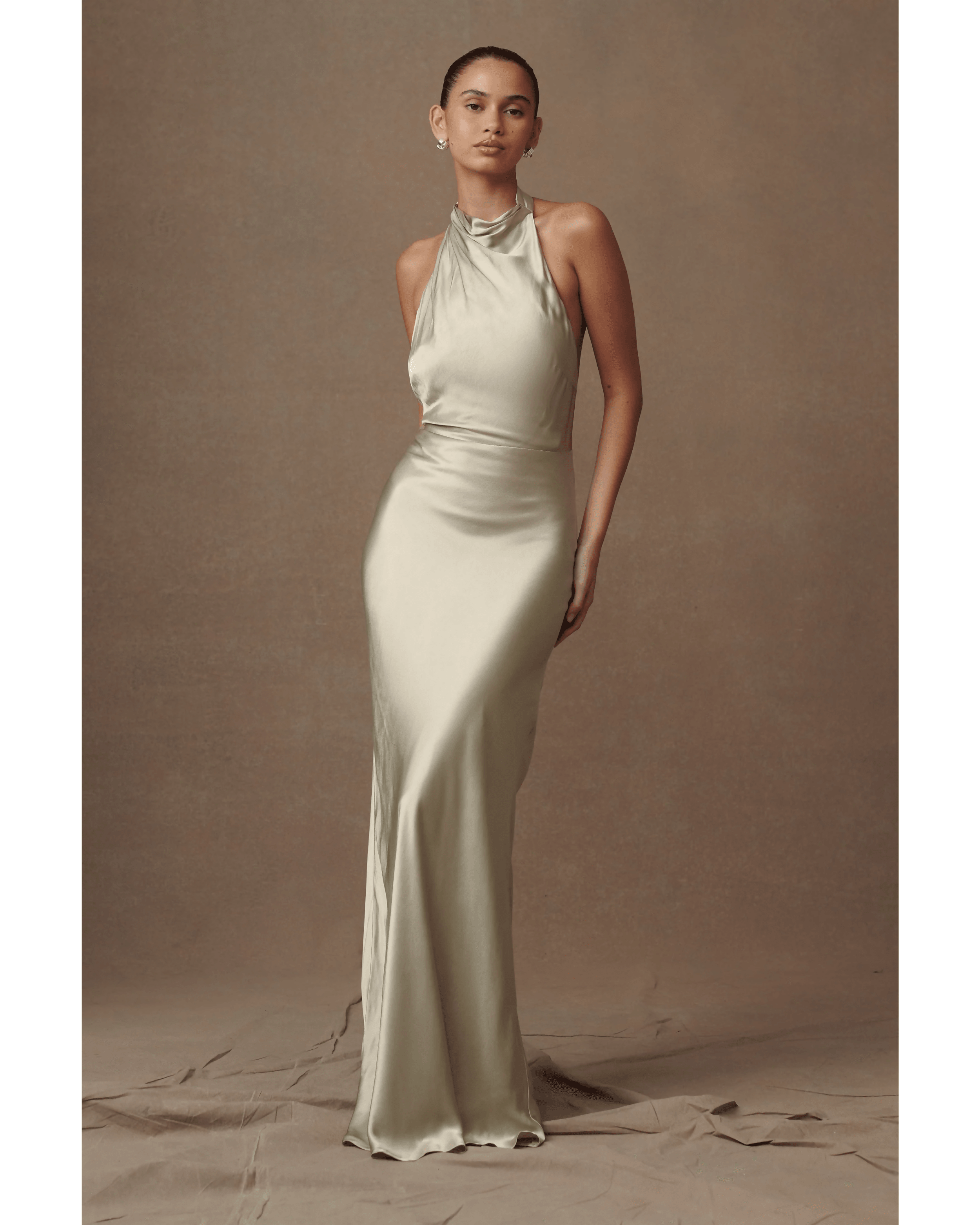 Esther Iridescent Satin Cowl Maxi Dress - Endless - UAE Rental and Resale for Women's Fashion