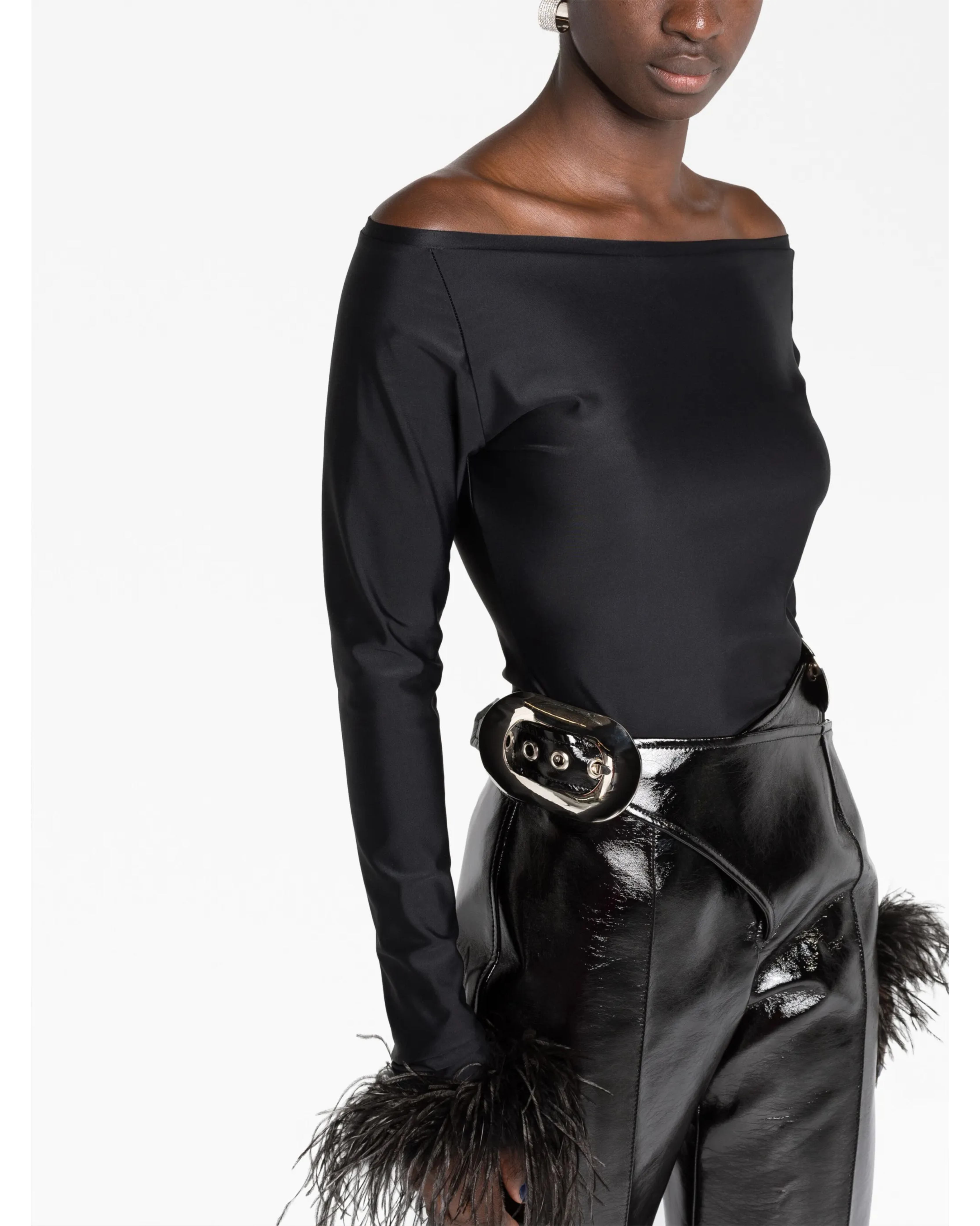 Feather-cuffs Long Sleeve Top - Endless - UAE Rental and Resale for Women's Fashion