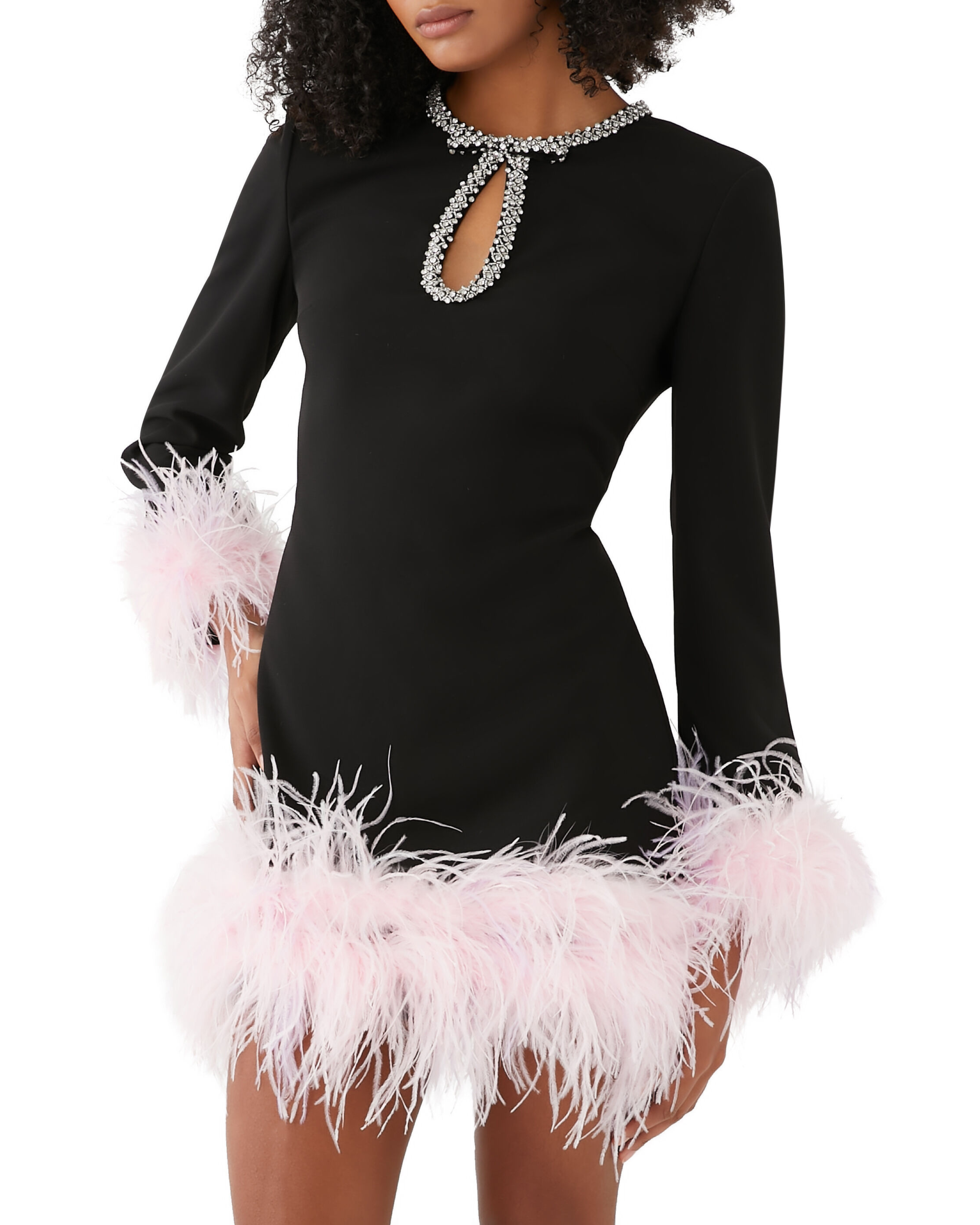 Feather-trimmed Mini Dress in Crepe - Endless - UAE Rental and Resale for Women's Fashion