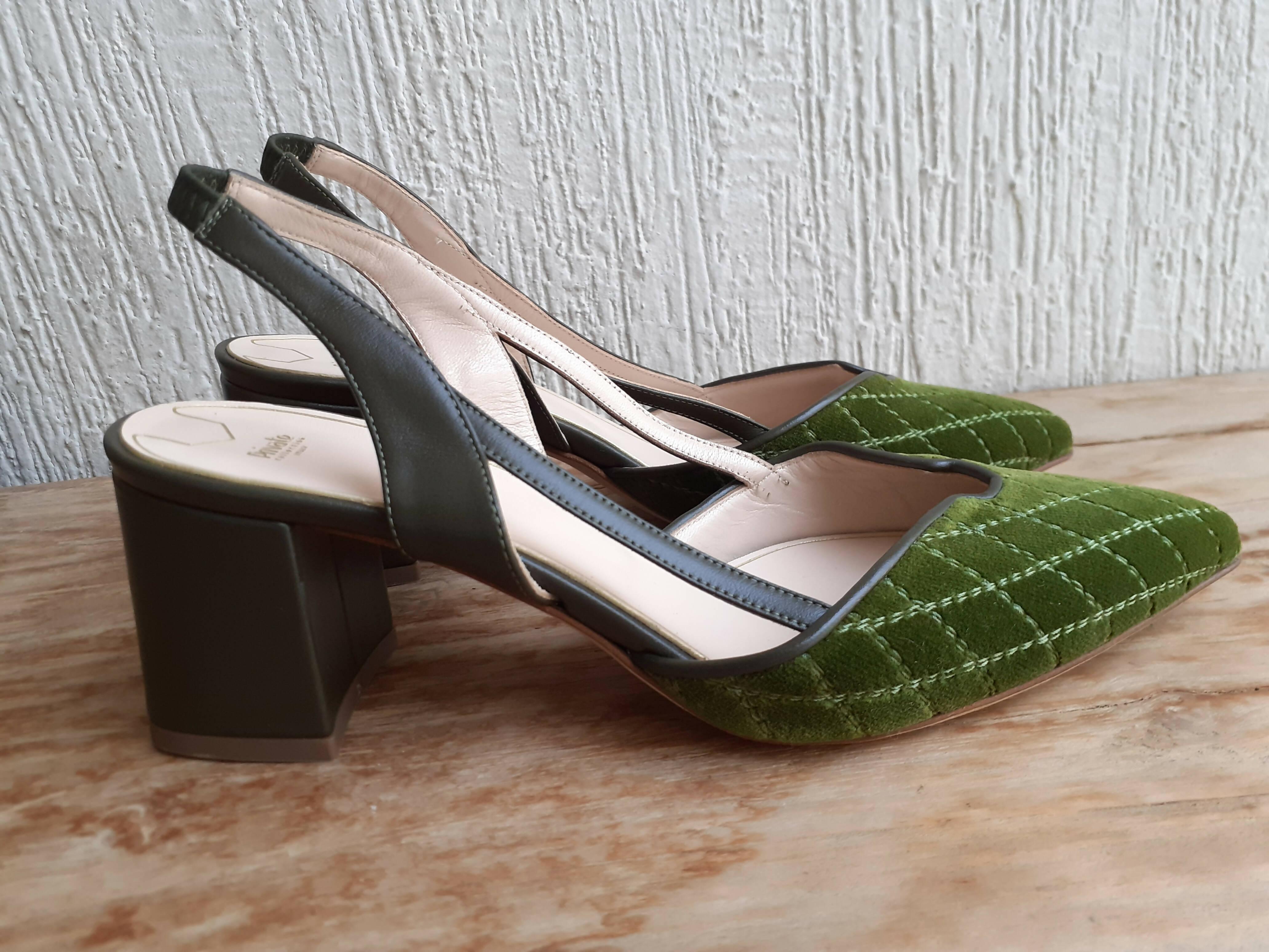 Fionda Green Velvet Slingback Sandals - Endless - UAE Rental and Resale for Women's Fashion