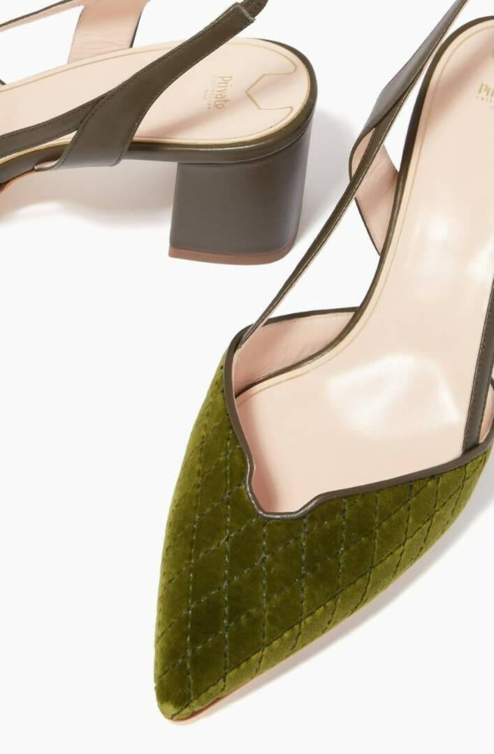 Fionda Green Velvet Slingback Sandals - Endless - UAE Rental and Resale for Women's Fashion