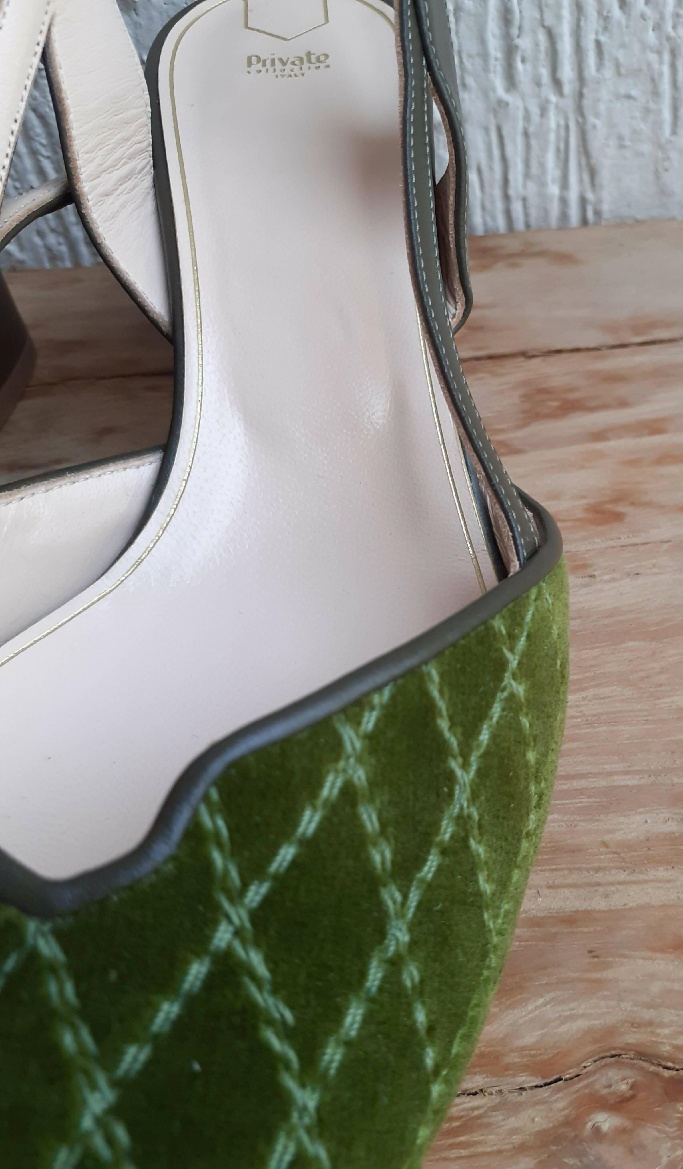 Fionda Green Velvet Slingback Sandals - Endless - UAE Rental and Resale for Women's Fashion