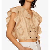 Folie Ruffled Linen-Blend Top - Endless - UAE Rental and Resale for Women's Fashion