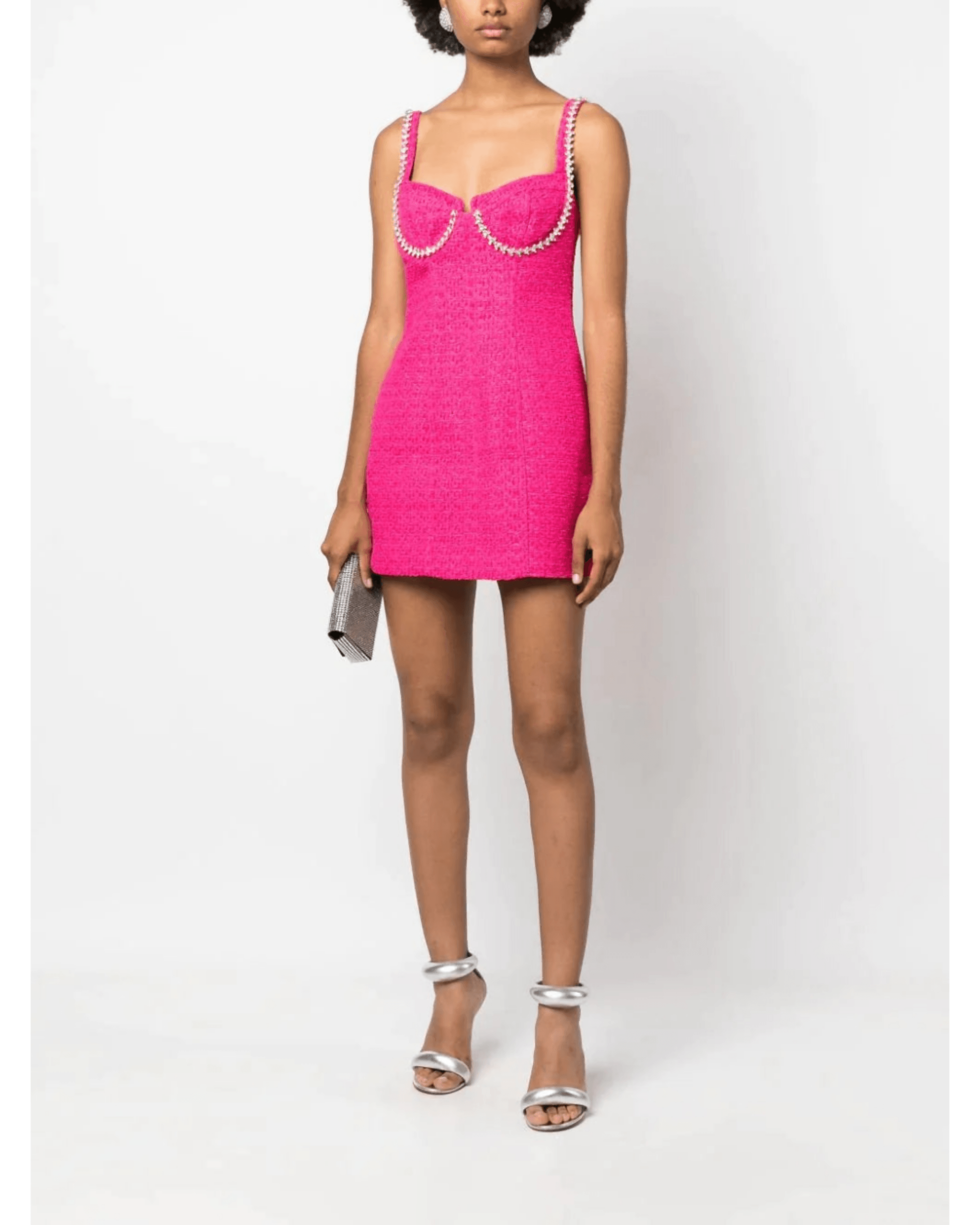 Fuchsia Boucle Diamante Bust Dress Endless Fuchsia Boucle Diamante Bust Dress Endless