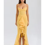 Gabbi Apricot Ruffled Front Gown - Endless - UAE Rental and Resale for Women's Fashion