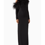 Garbo Feather-trim Maxi Dress - Endless - UAE Rental and Resale for Women's Fashion