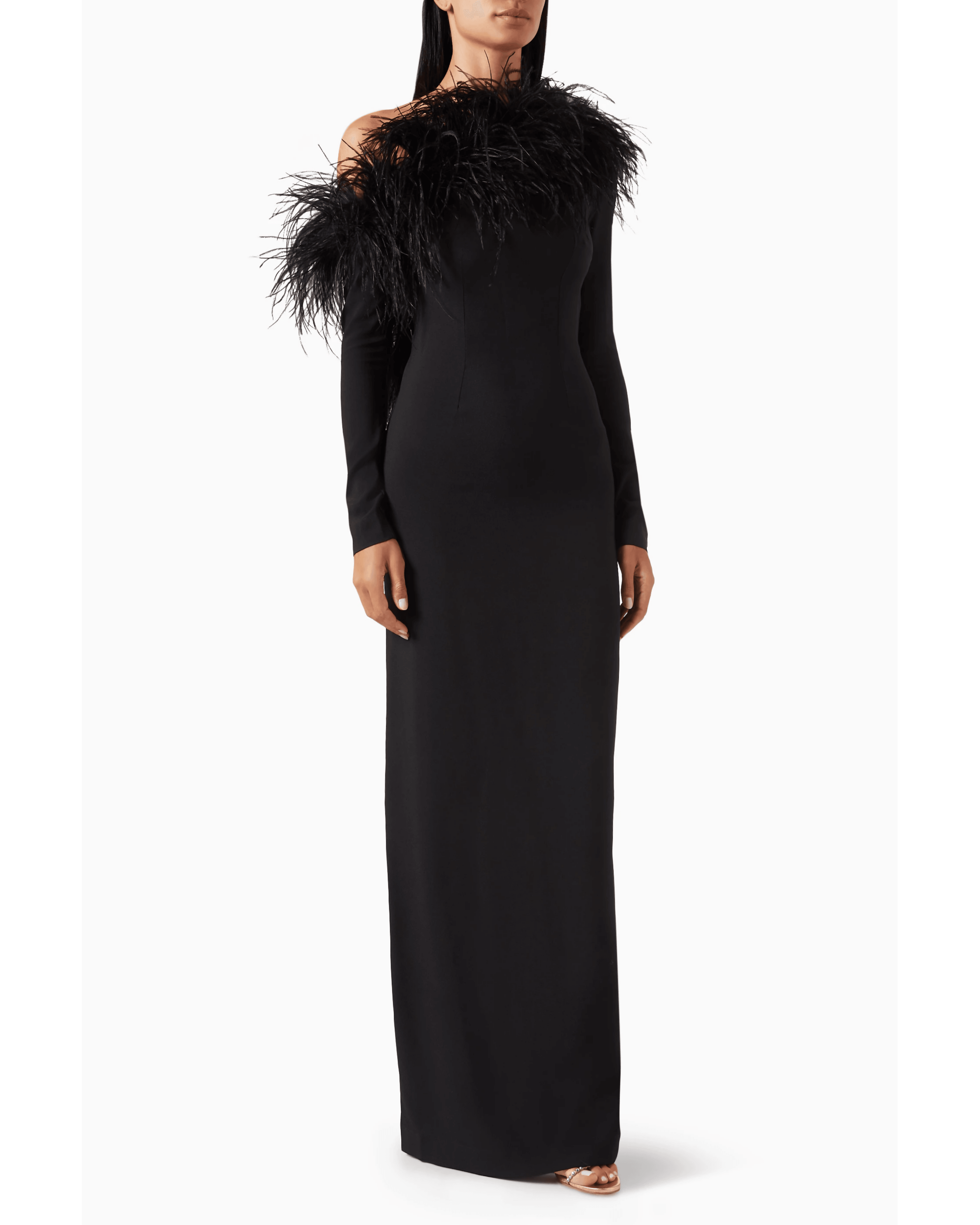 Garbo Feather-trim Maxi Dress - Endless - UAE Rental and Resale for Women's Fashion