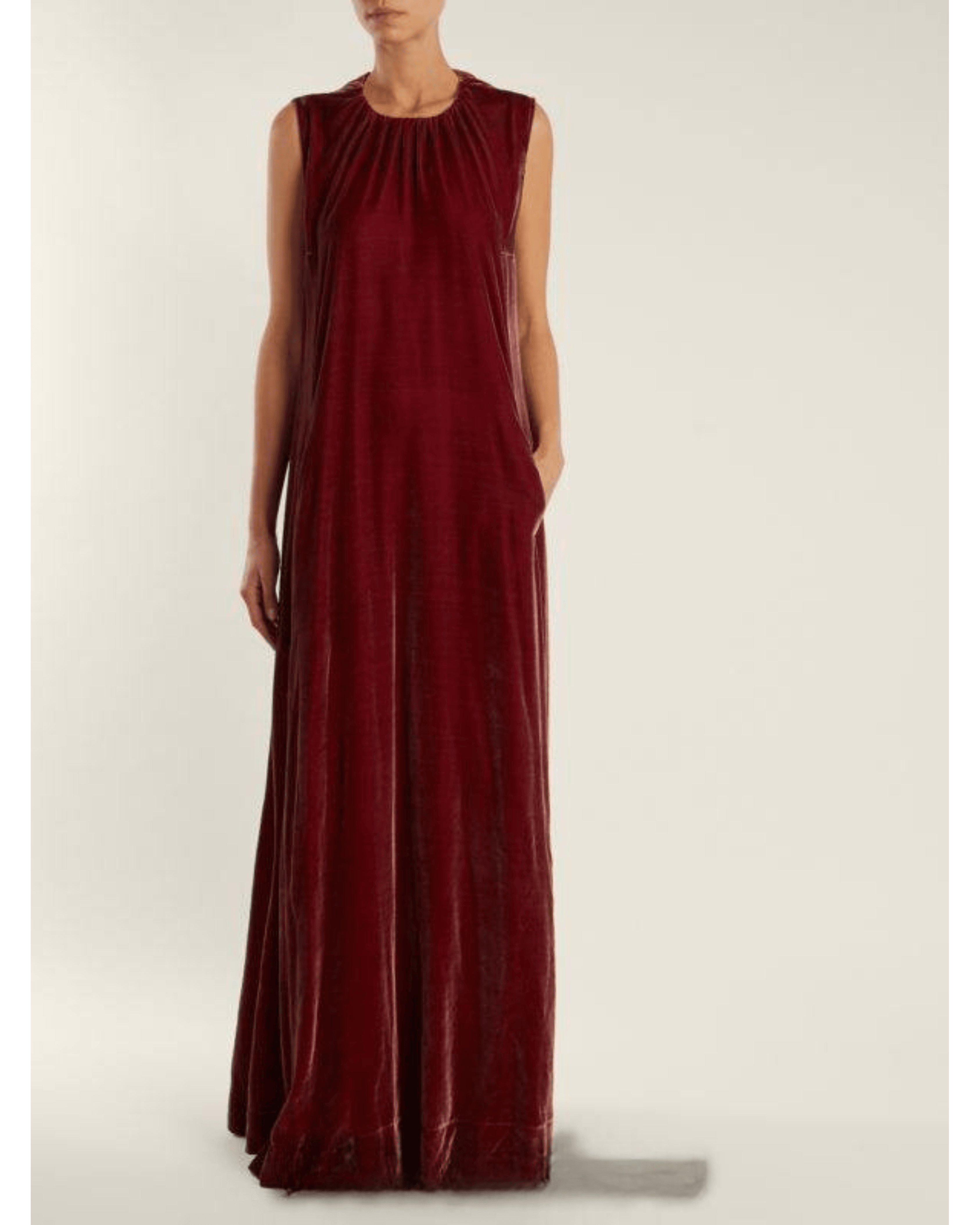 Gathered-neck Velvet Dress - Endless - UAE Rental and Resale for Women's Fashion