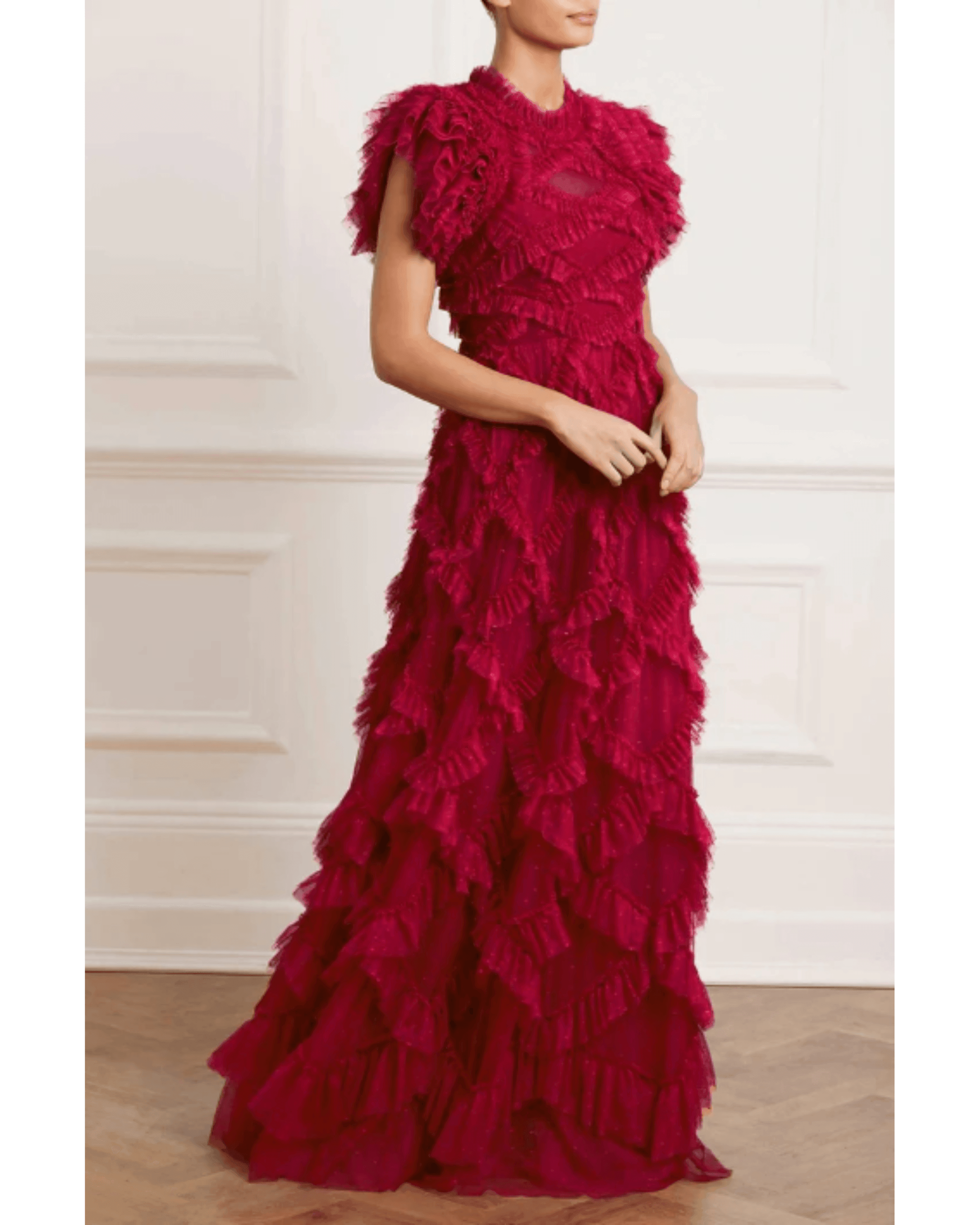 Genevieve Ruffle Gown Dress - Endless - UAE Rental and Resale for Women's Fashion