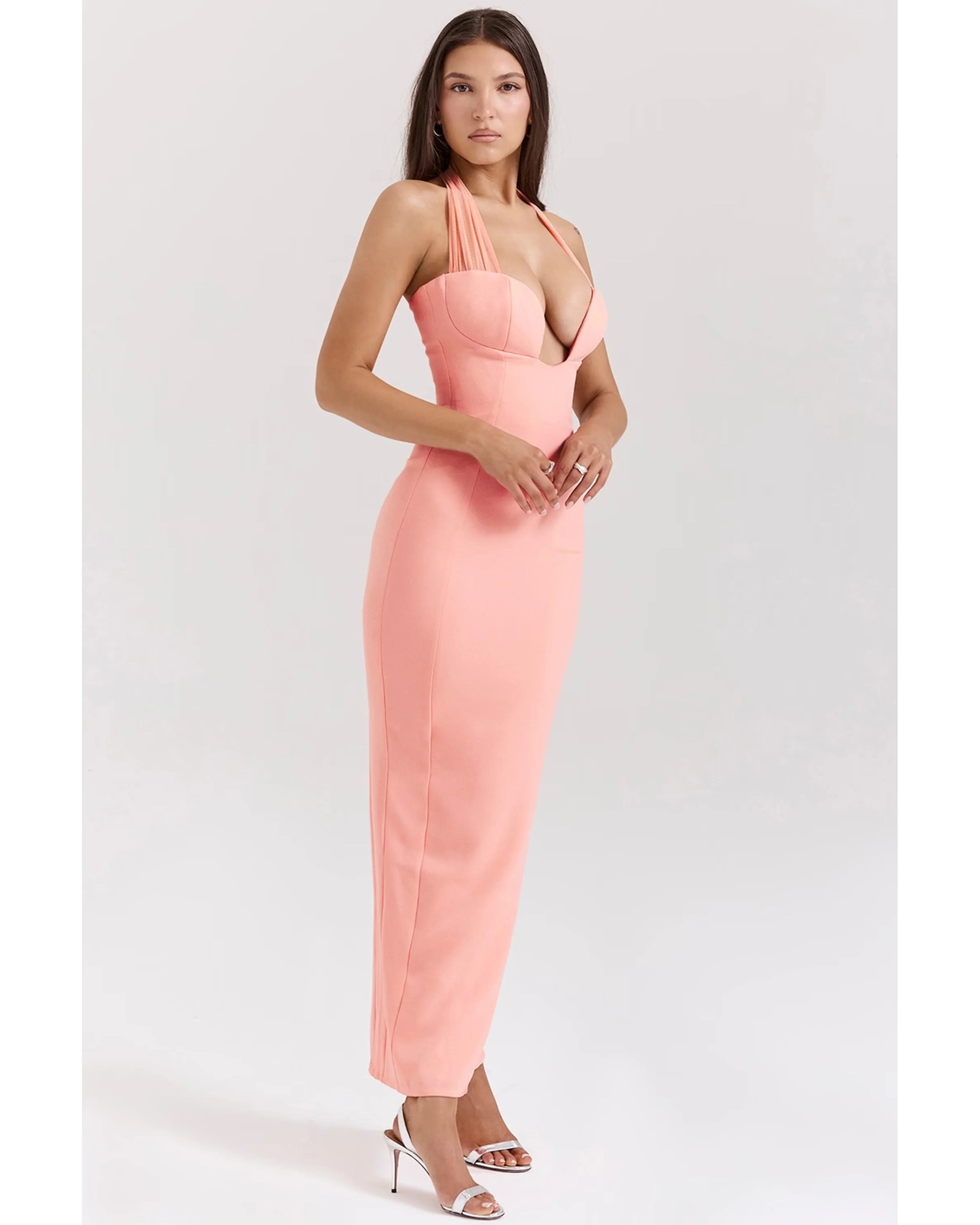 Gianina Sorbet Crepe Halter Maxi Dress - Endless - UAE Rental and Resale for Women's Fashion