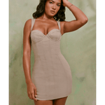 Giovana Lace Up Back Linen Mini Dress - Endless - UAE Rental and Resale for Women's Fashion