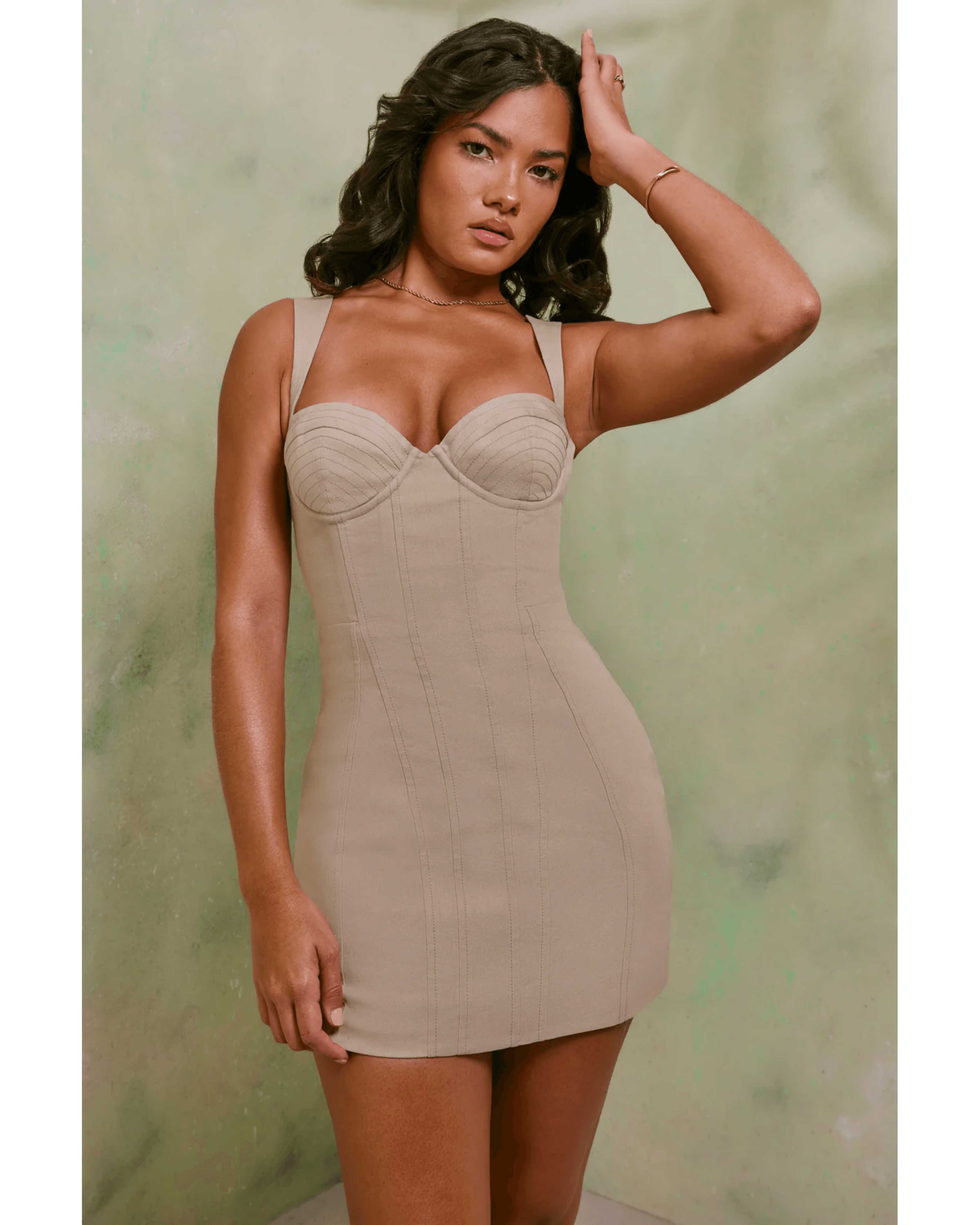 Giovana Lace Up Back Linen Mini Dress - Endless - UAE Rental and Resale for Women's Fashion
