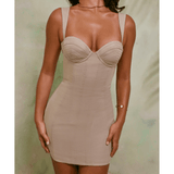 Giovana Lace Up Back Linen Mini Dress - Endless - UAE Rental and Resale for Women's Fashion