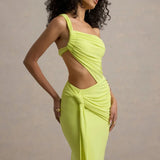 Giovanna Lime Green Asymmetric Maxi Dress With Wrap Skirt - Endless - UAE Rental and Resale for Women's Fashion