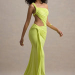 Giovanna Lime Green Asymmetric Maxi Dress With Wrap Skirt - Endless - UAE Rental and Resale for Women's Fashion