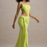 Giovanna Lime Green Asymmetric Maxi Dress With Wrap Skirt - Endless - UAE Rental and Resale for Women's Fashion