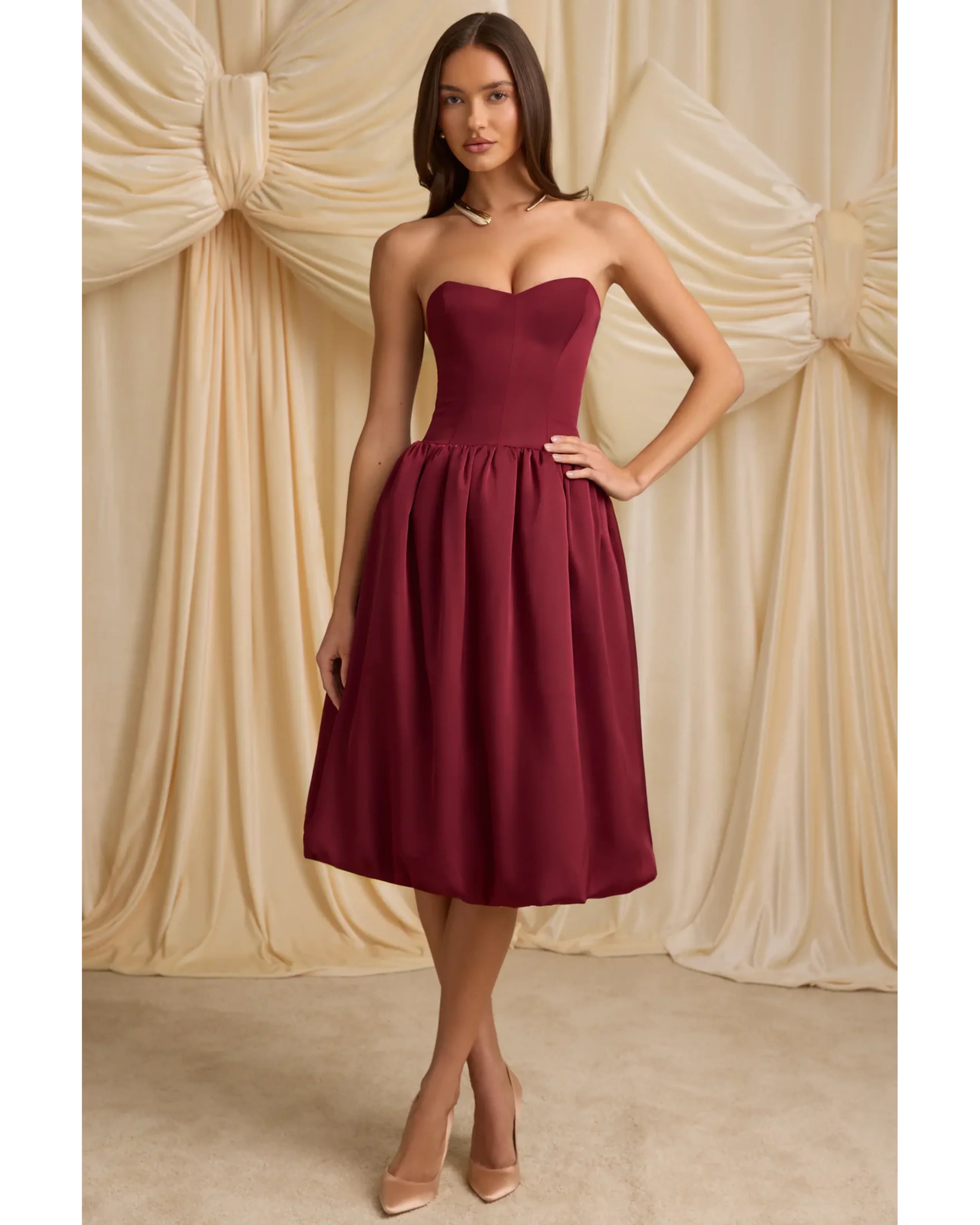 Gloriana Convertible Bow-Detail Bubble Hem Midaxi Dress - Endless - UAE Rental and Resale for Women's Fashion