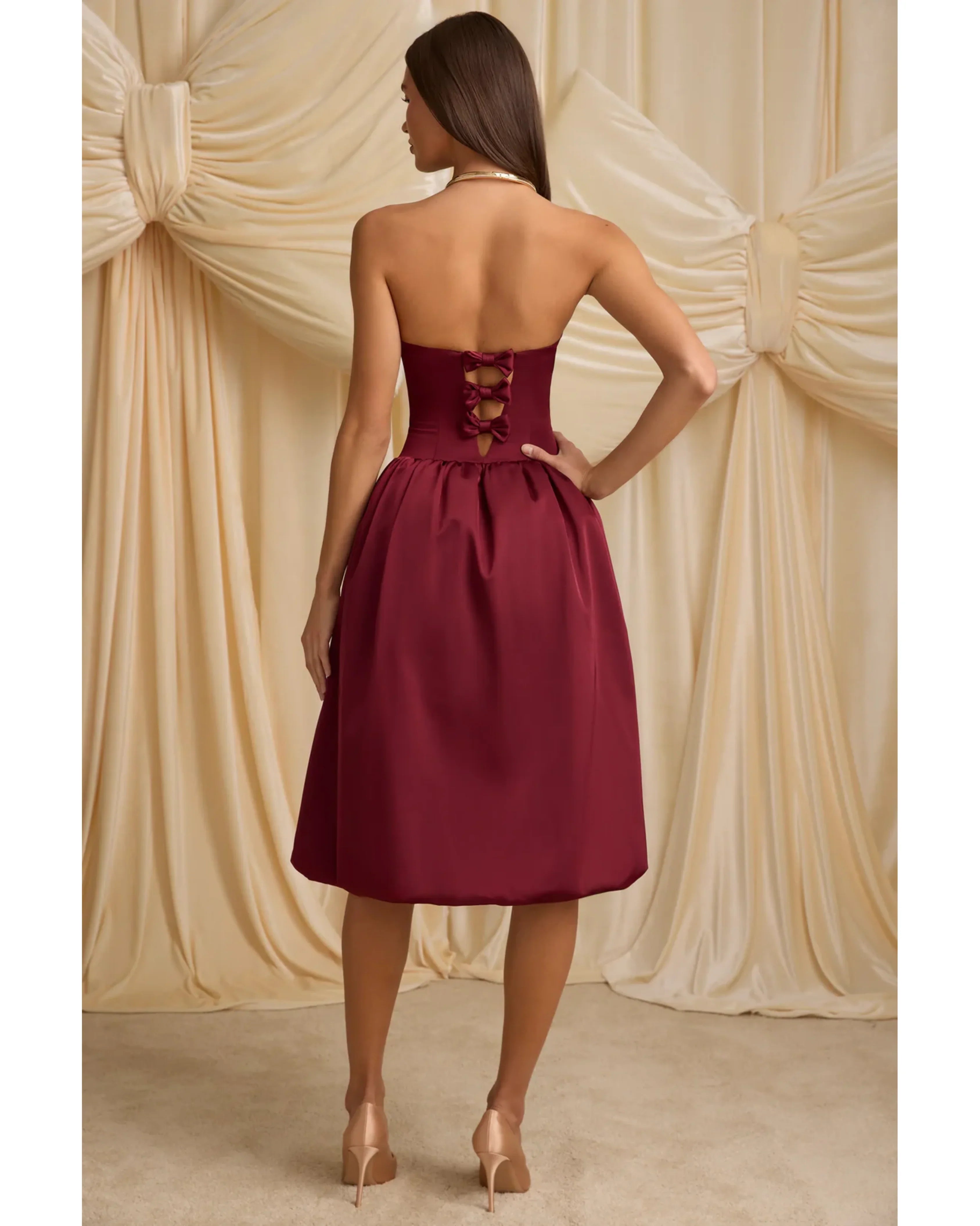 Gloriana Convertible Bow-Detail Bubble Hem Midaxi Dress - Endless - UAE Rental and Resale for Women's Fashion