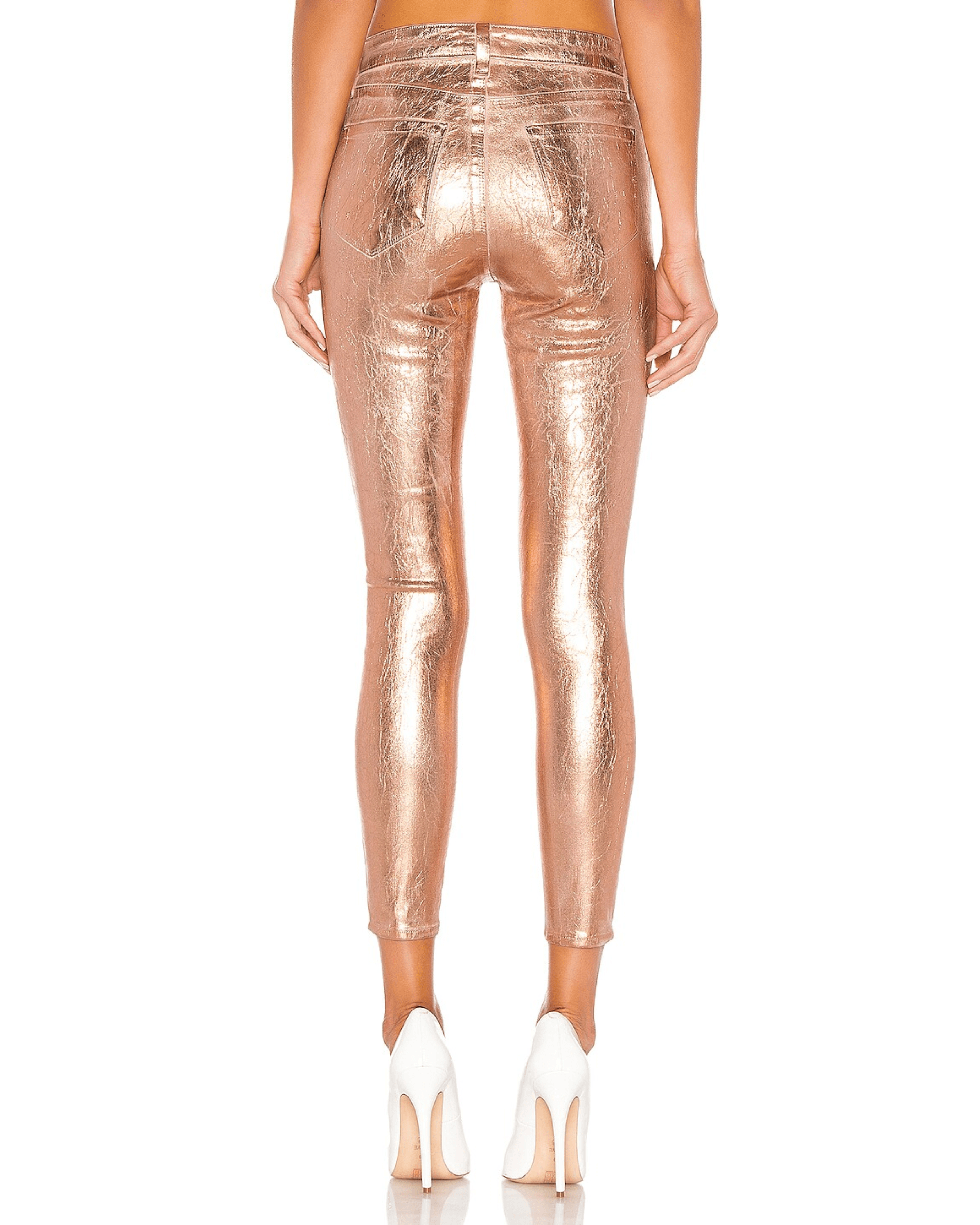 Gold Crackle Foil Cotton High Rise Skinny Margot Jeans - Endless - UAE Rental and Resale for Women's Fashion