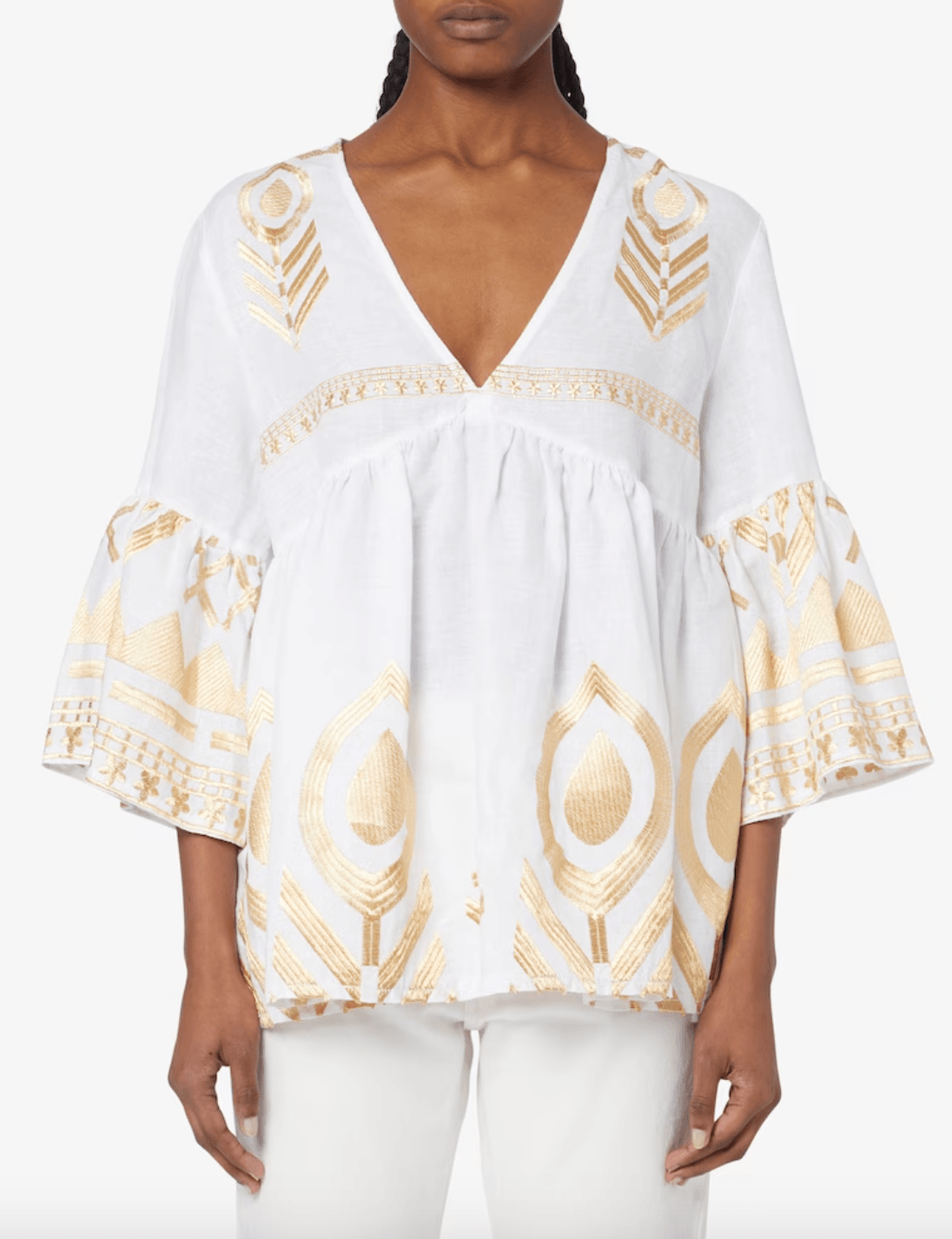 Gold Embroidered Blouse Top - Endless - UAE Rental and Resale for Women's Fashion