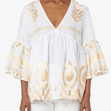 Gold Embroidered Blouse Top - Endless - UAE Rental and Resale for Women's Fashion