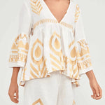 Gold Embroidered Blouse Top - Endless - UAE Rental and Resale for Women's Fashion