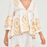 Gold Embroidered Blouse Top - Endless - UAE Rental and Resale for Women's Fashion