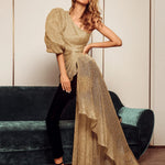 Gold Mesh One Shoulder Drape Top - Endless - UAE Rental and Resale for Women's Fashion