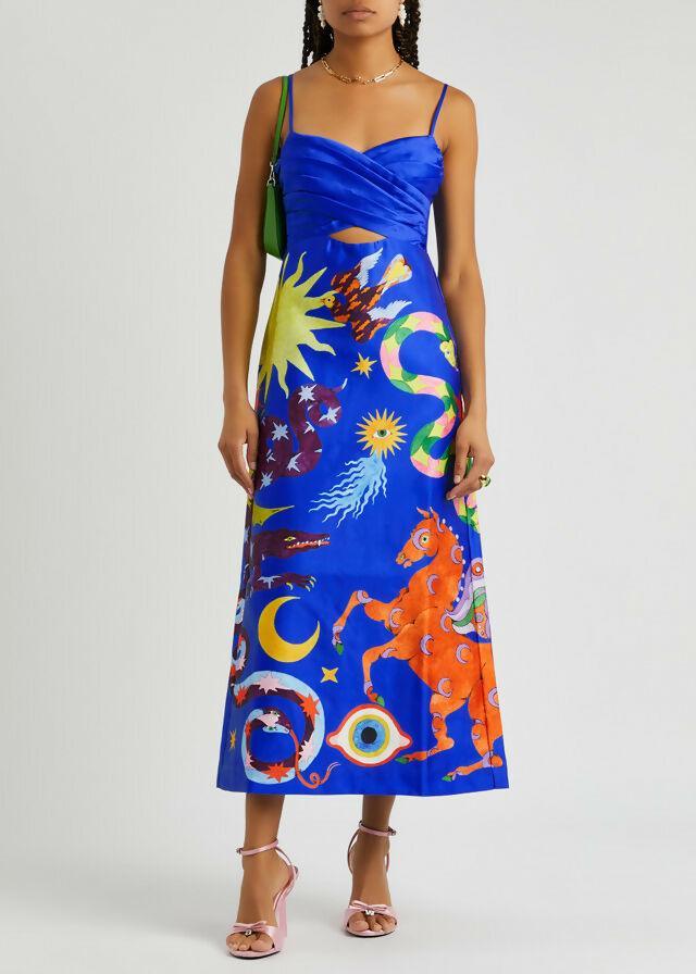 Guardian Printed Satin Midi Dress - Endless - UAE Rental and Resale for Women's Fashion