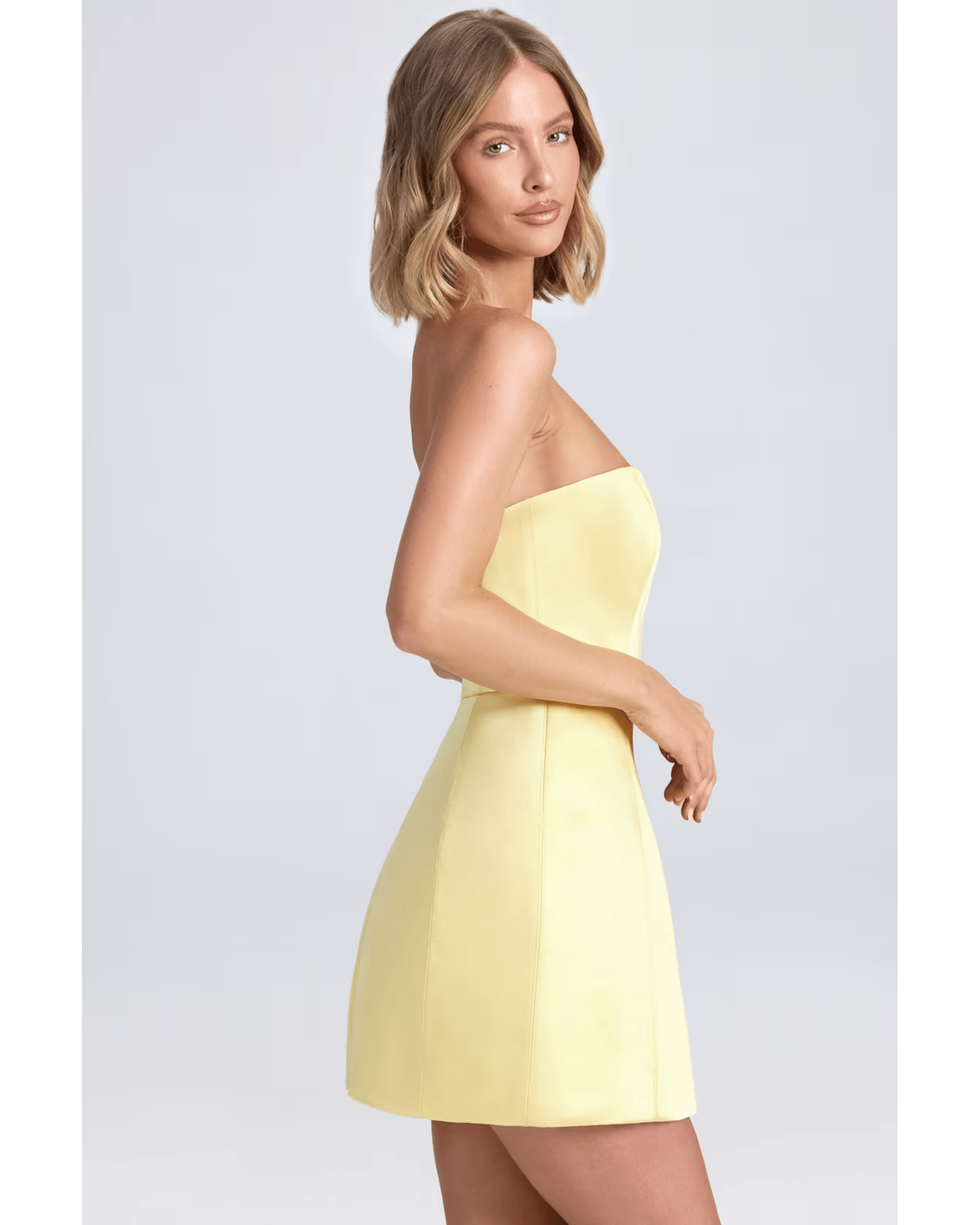 Haisley Bandeau Structured Tulip Mini Dress - Endless - UAE Rental and Resale for Women's Fashion