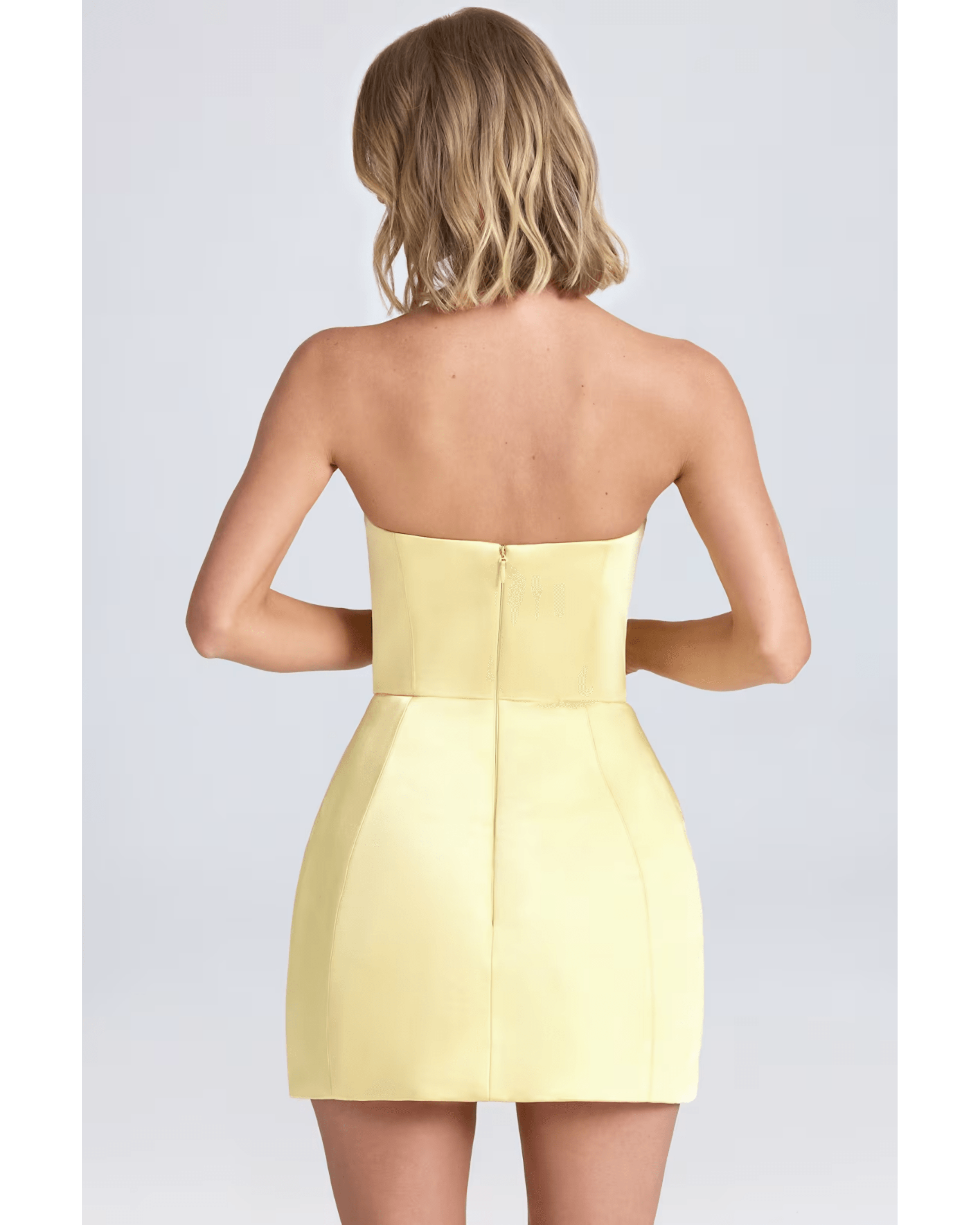 Haisley Bandeau Structured Tulip Mini Dress - Endless - UAE Rental and Resale for Women's Fashion