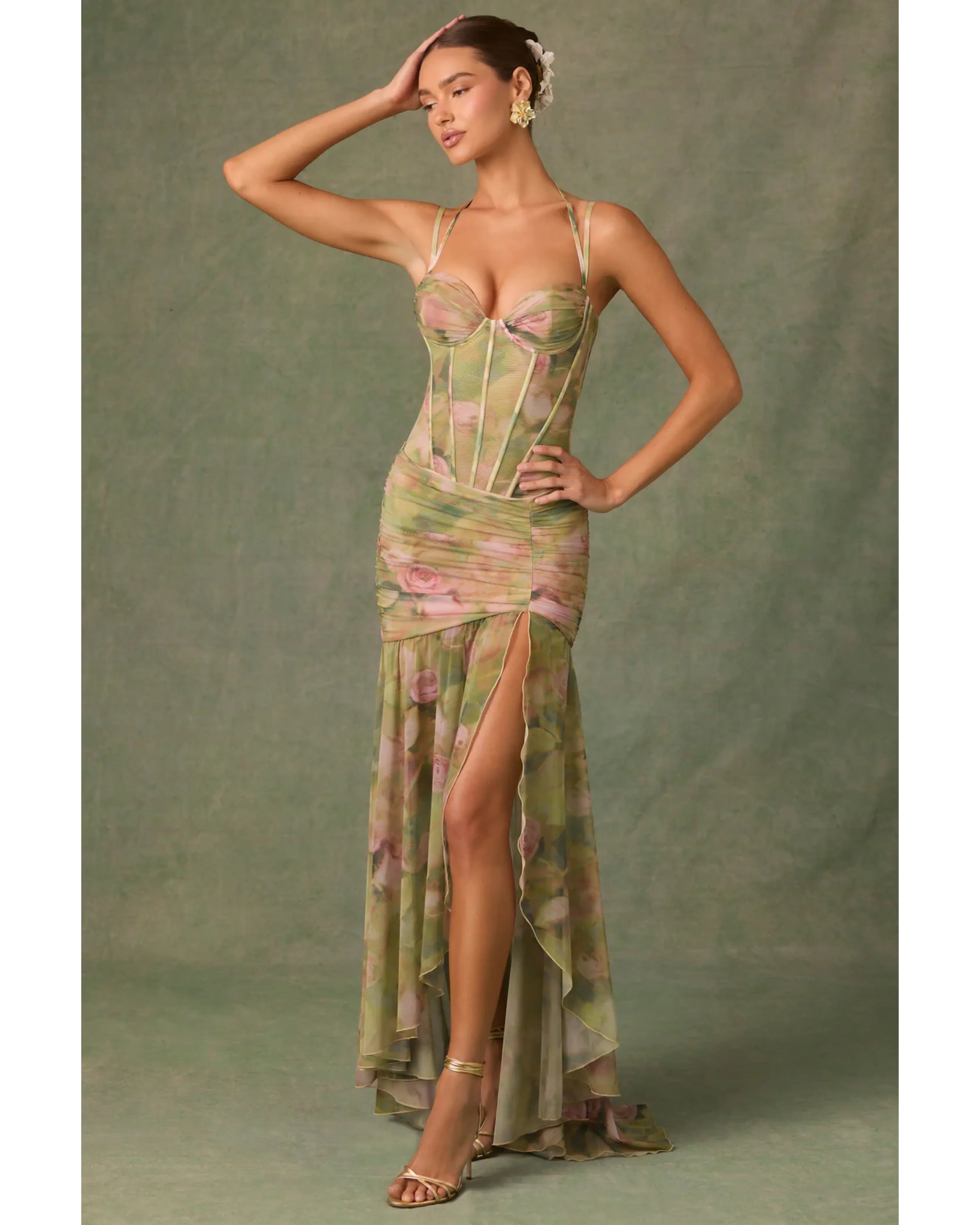 Haruna Ruched Asymmetric Corset Gown - Endless - UAE Rental and Resale for Women's Fashion