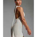 Henrietta Embellished Scarf-Detail Halterneck Mini Dress - Endless - UAE Rental and Resale for Women's Fashion