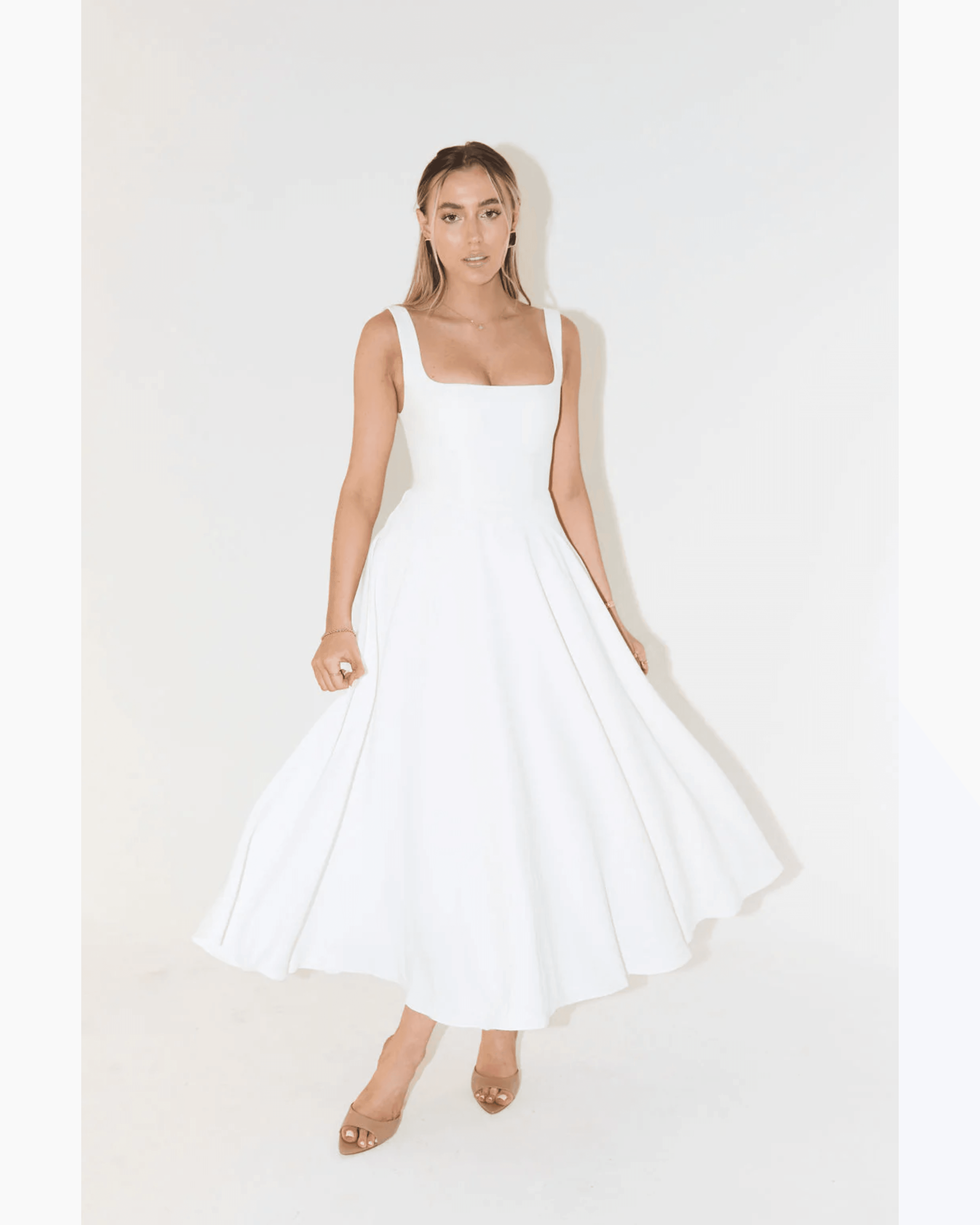High Waist Square Neck Midi Dress - Endless - UAE Rental and Resale for Women's Fashion