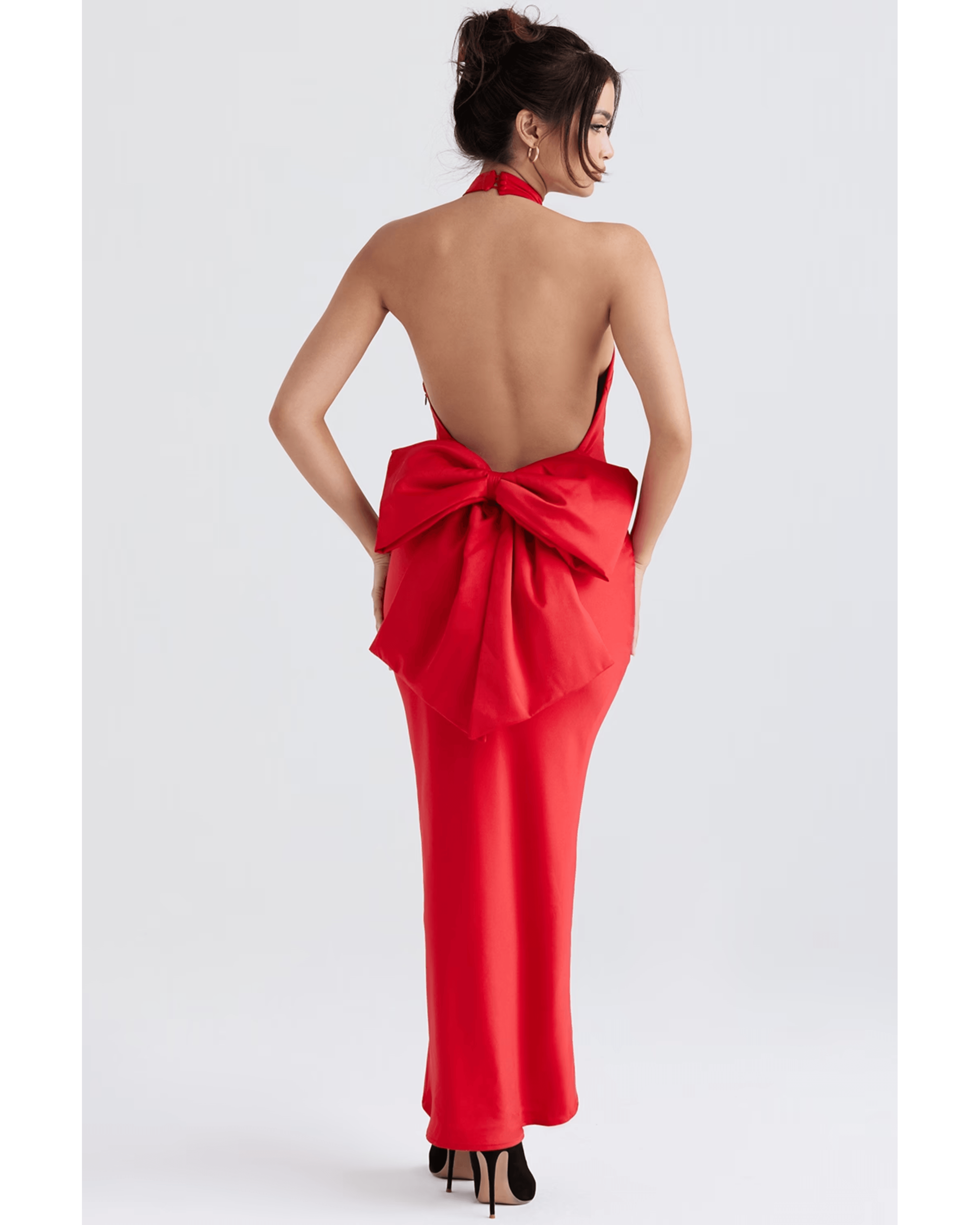 Ilaria Red Bow Halter Dress - Endless - UAE Rental and Resale for Women's Fashion