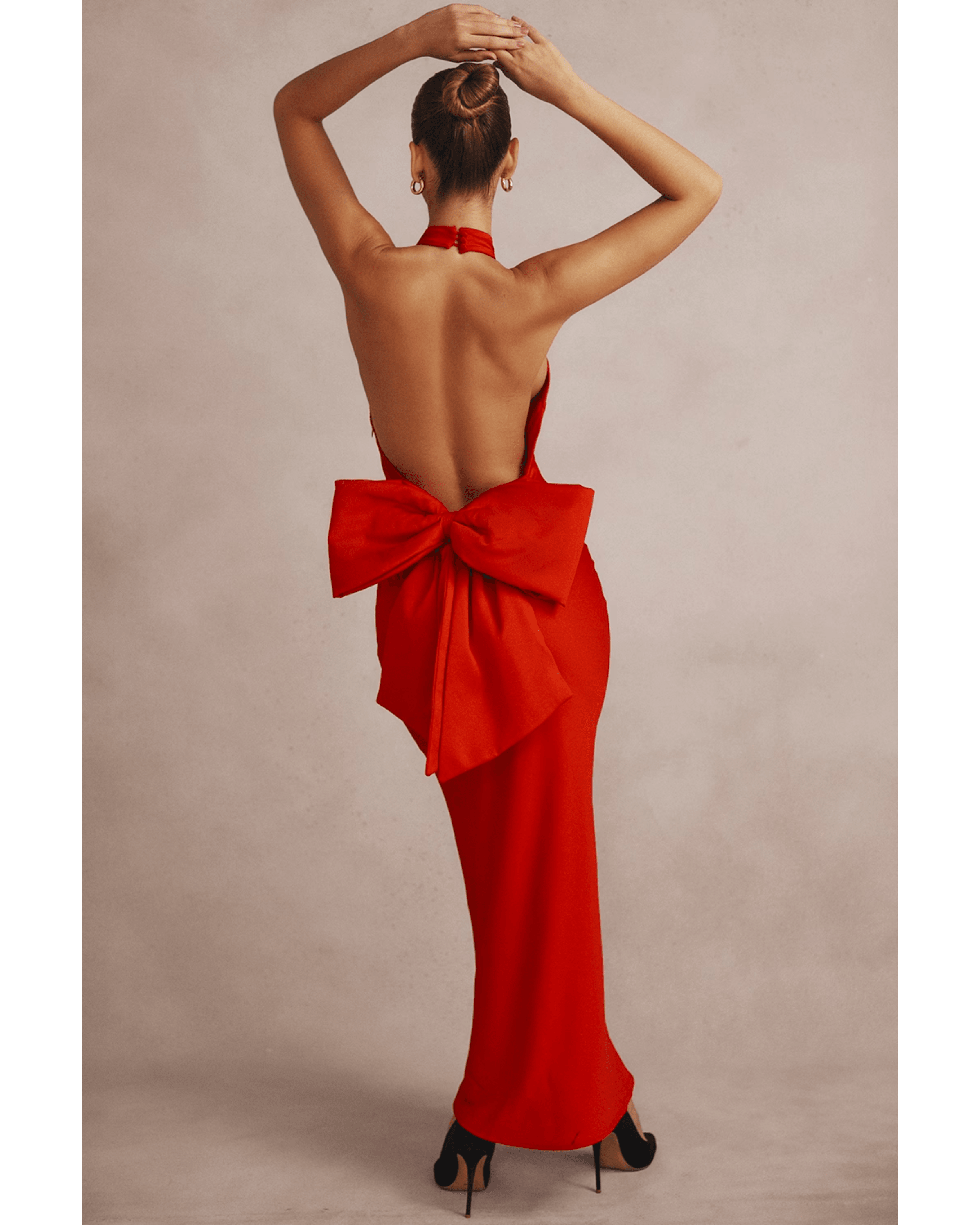 Ilaria Red Bow Halter Dress - Endless - UAE Rental and Resale for Women's Fashion