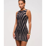 Illusion Slash Neck Mini Dress - Endless - UAE Rental and Resale for Women's Fashion