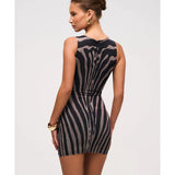 Illusion Slash Neck Mini Dress - Endless - UAE Rental and Resale for Women's Fashion