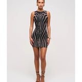 Illusion Slash Neck Mini Dress - Endless - UAE Rental and Resale for Women's Fashion