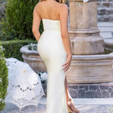 Daphne White Bandeau Corset Maxi Dress