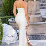 Daphne White Bandeau Corset Maxi Dress