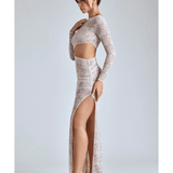 Ingrid Lace Long Sleeve Maxi Dress - Endless - UAE Rental and Resale for Women's Fashion
