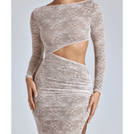 Ingrid Lace Long Sleeve Maxi Dress - Endless - UAE Rental and Resale for Women's Fashion
